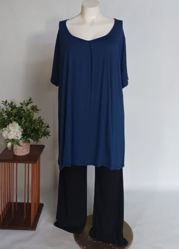 Alida Tunic Top 3XL – Blue Grey Viscose