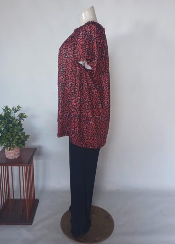 Amara Streamline Tunic Top 5XL | Red Leopard Print - Image 2
