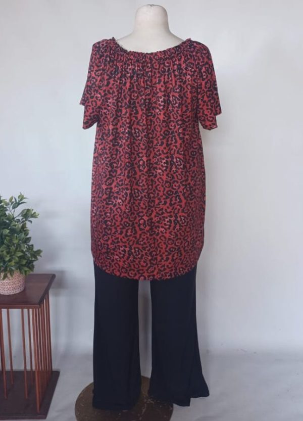 Amara Streamline Tunic Top 5XL | Red Leopard Print - Image 3