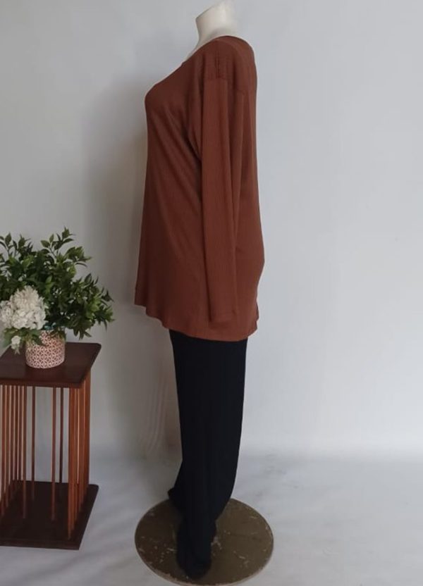 Anja Tunic Top 3XL – Brown Ribbed Vortex - Image 2