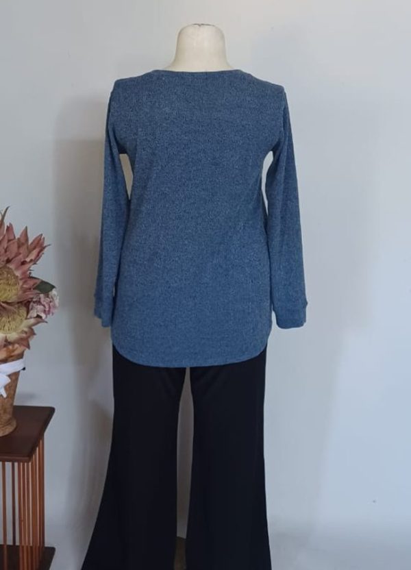 Annamarie Cross-Over Top Large – Blue-Grey Melange - Image 3