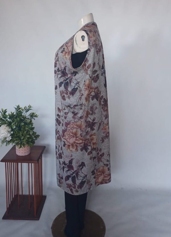 Evelyn Maxi Cardigan 3XL - Grey Floral Winter Knit - Image 2