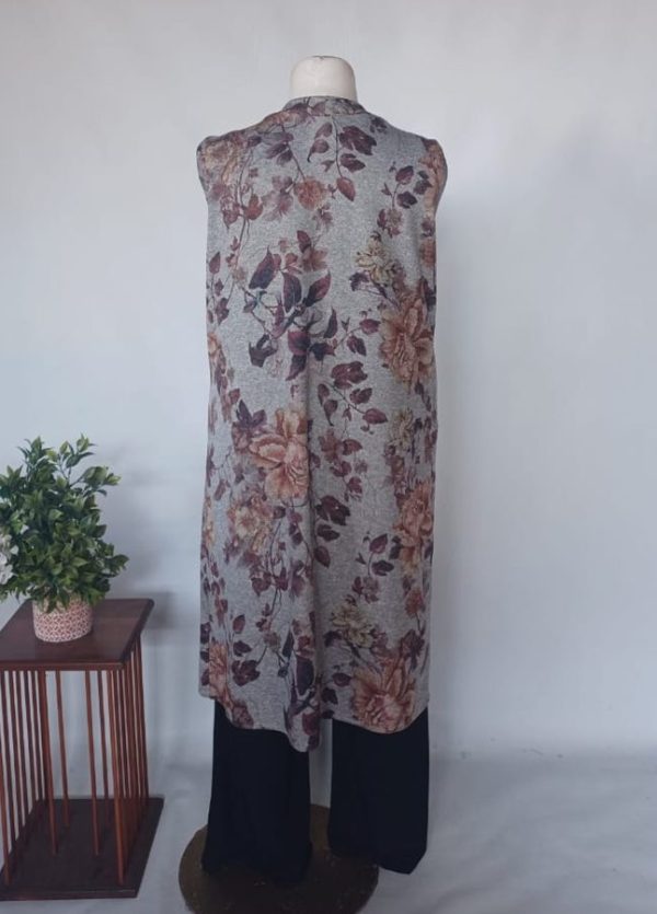 Evelyn Maxi Cardigan 3XL - Grey Floral Winter Knit - Image 3