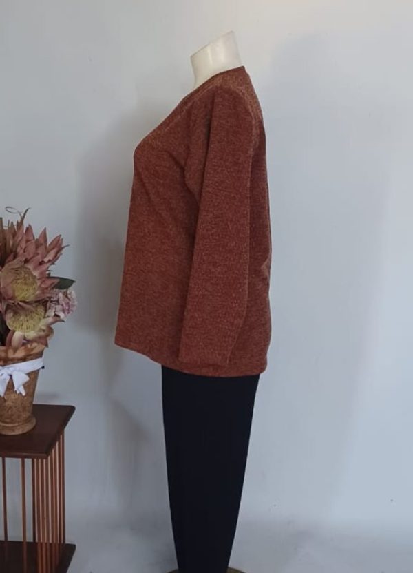 Anja Tunic Top V-Neck 2XL — Rust Melange - Image 2