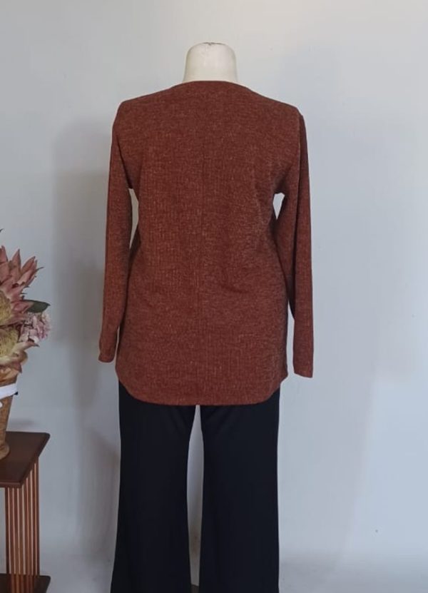 Anja Tunic Top V-Neck 2XL — Rust Melange - Image 3
