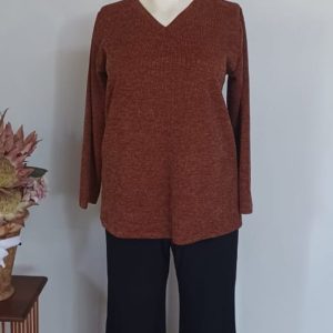 Anja Tunic Top V-Neck 2XL — Rust Melange