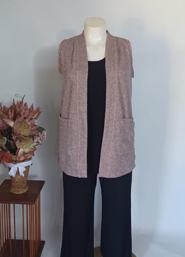 Evie Tunic Cardigan Large — Dusty Pink Melange