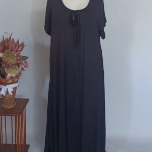 Olivia Front Bow Maxi Dress 2XL — Black Viscose Spandex