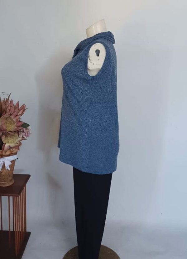 Sophia Top with Buttons Large — Blue-Grey Rabbit Hair - Image 2