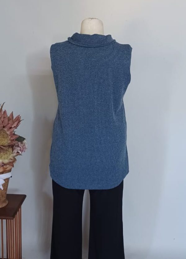 Sophia Top with Buttons Large — Blue-Grey Rabbit Hair - Image 3